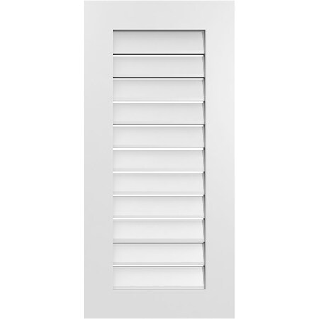 Ekena Millwork Vertical Surface Mount PVC Gable Vent: Functional, w/ 3-1/2"W x 1"P Standard Frame, 18"W x 38"H GVPVE18X3801SF
